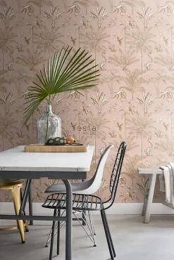ESTAhome papier peint intissé XXL jungle rose pêche - 50 x 837 cm - 158943