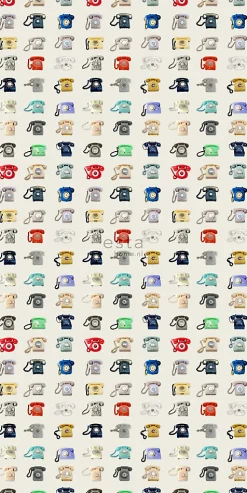ESTAhome papier peint intissé XXL téléphones rétros beige, gris, rouge et bleu - 50 x 900 cm - 158503