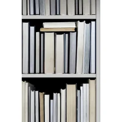 ESTAhome papier peint intissé XXL bibliothèque noir, gris, beige et blanc - 50 x 900 cm - 158205