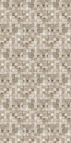 ESTAhome papier peint intissé XXL carrés de marbre beige - 50 x 900 cm - 158201