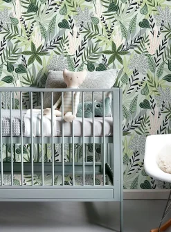 ESTAhome papier peint intissé XXL feuilles au style scandinave vert menthe - 50 x 900 cm - 158894