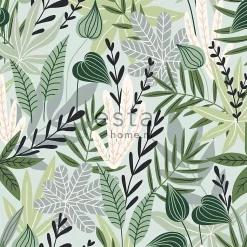 ESTAhome papier peint intissé XXL feuilles au style scandinave vert menthe - 50 x 900 cm - 158894