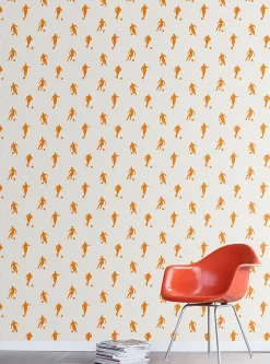 ESTAhome papier peint joueurs de football orange et blanc - 53 cm x 10.05 m - 115871