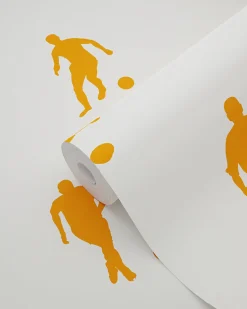 ESTAhome papier peint joueurs de football orange et blanc - 53 cm x 10.05 m - 115871