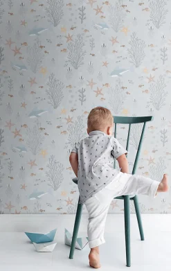 ESTAhome papier peint le monde sous-marin bleu gris - 50 x 900 cm - 130929