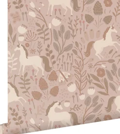 ESTAhome papier peint licornes vieux rose - 53 cm x 10.05 m - 139876