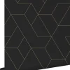 ESTAhome papier peint lignes graphiques noir et or - 50 x 900 cm - 139945