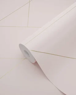 ESTAhome papier peint lignes graphiques rose clair et or - 53 cm x 10.05 m - 139211