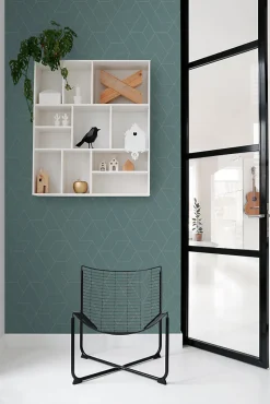ESTAhome papier peint lignes graphiques bleu gris - 50 x 900 cm - 139949