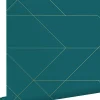 ESTAhome papier peint lignes graphiques bleu canard et or - 53 cm x 10.05 m - 139454