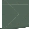 ESTAhome papier peint lignes graphiques vert foncé et or - 53 cm x 10.05 m - 139212