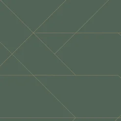 ESTAhome papier peint lignes graphiques vert foncé et or - 53 cm x 10.05 m - 139212