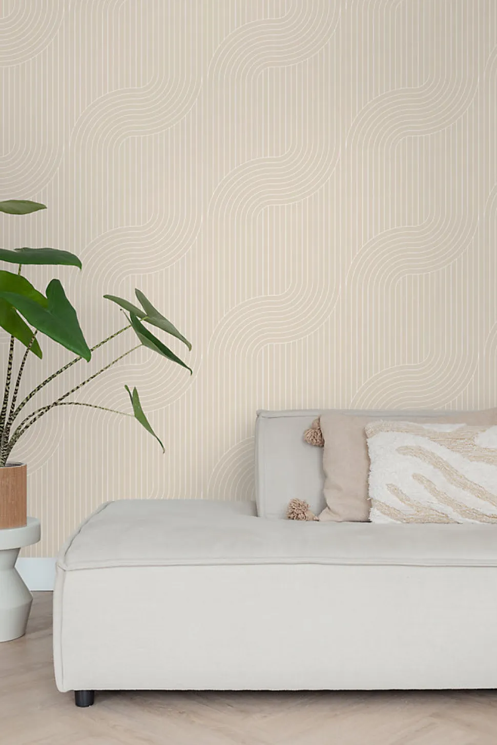 ESTAhome papier peint lignes graphiques beige - 50 x 900 cm - 139927