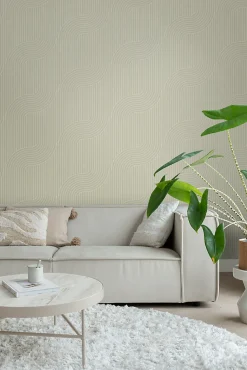 ESTAhome papier peint lignes graphiques vert cendré - 50 x 900 cm - 139926