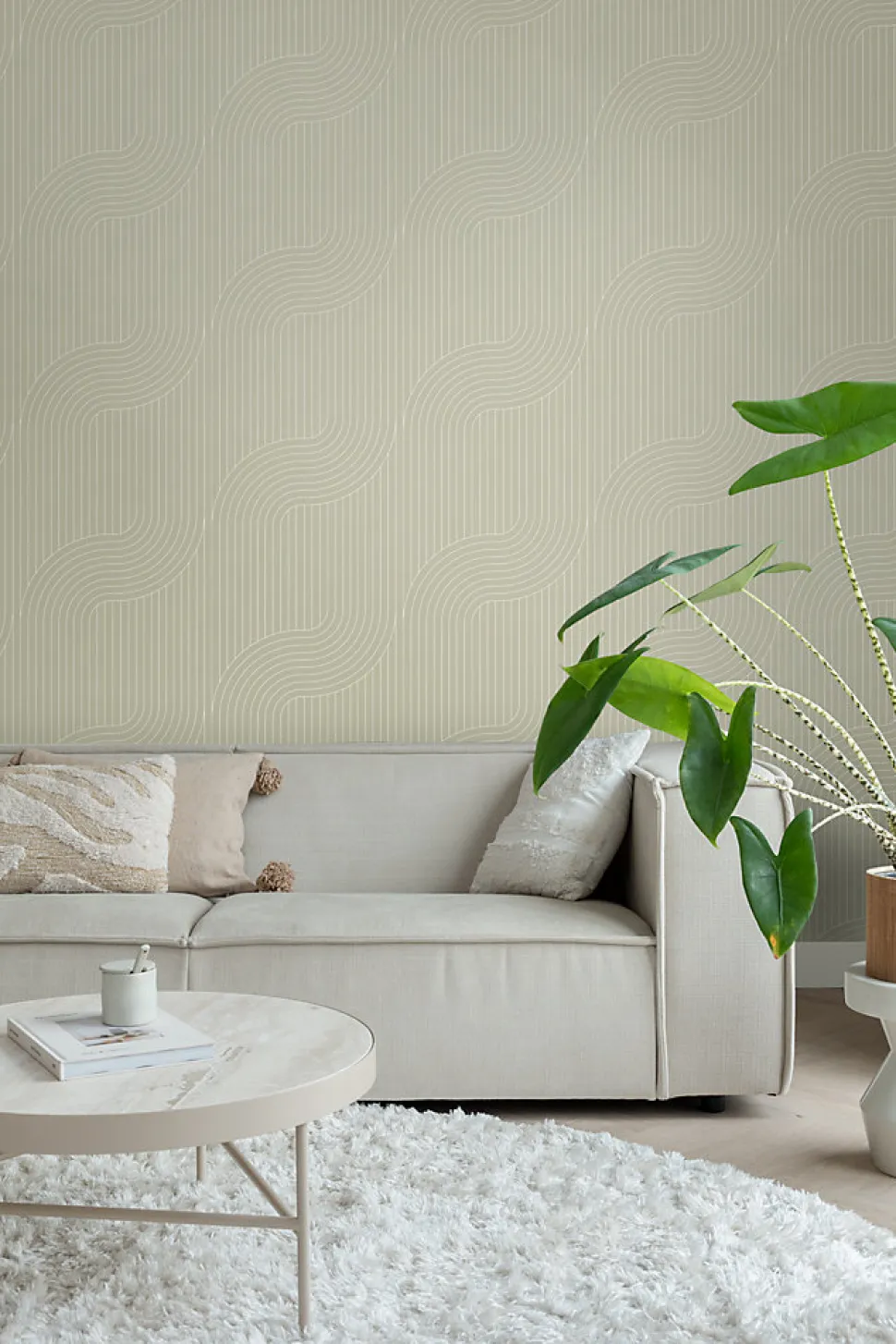 ESTAhome papier peint lignes graphiques vert cendré - 50 x 900 cm - 139926