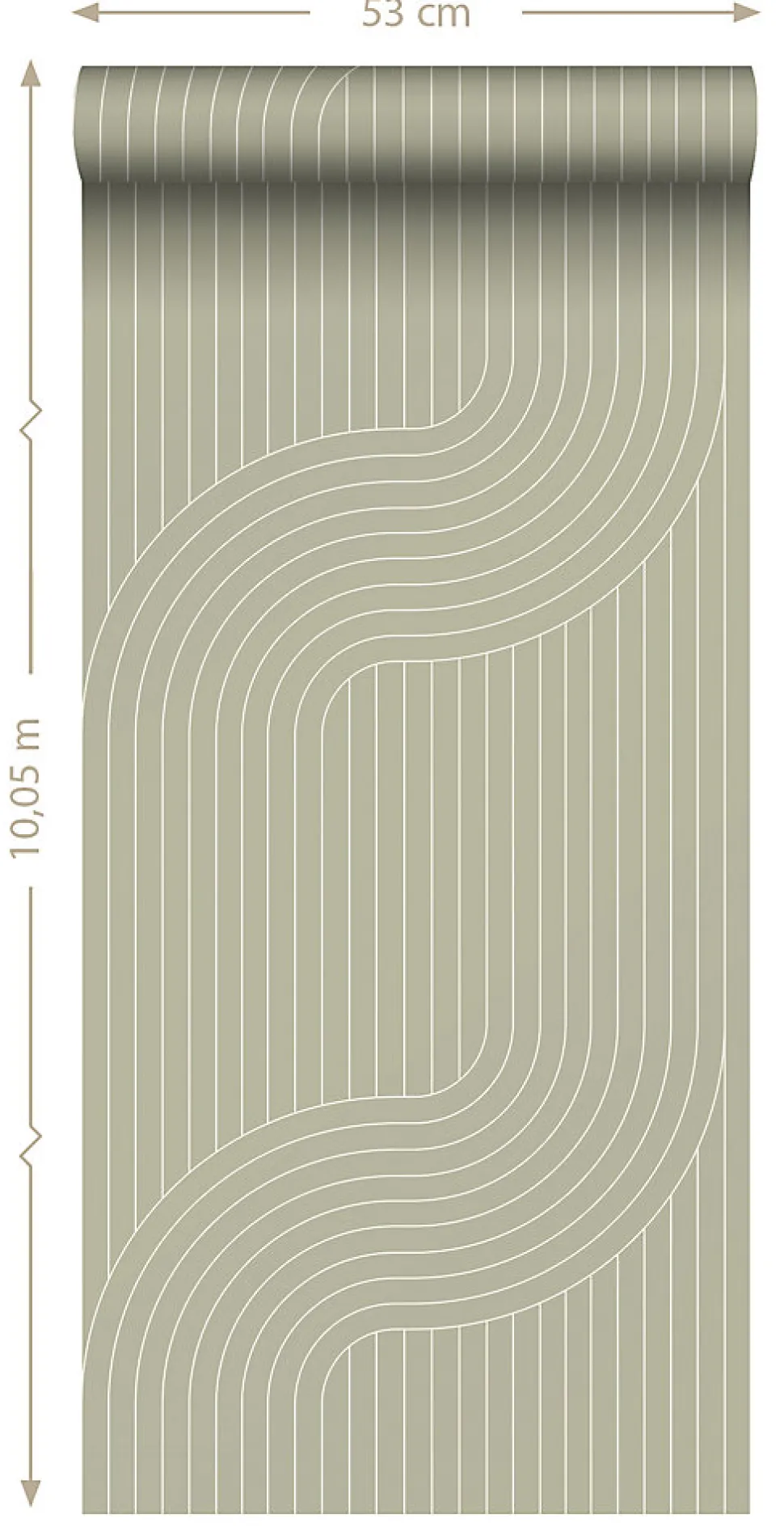 ESTAhome papier peint lignes graphiques vert cendré - 50 x 900 cm - 139926