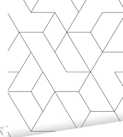 ESTAhome papier peint lignes graphiques noir et blanc - 50 x 900 cm - 139951