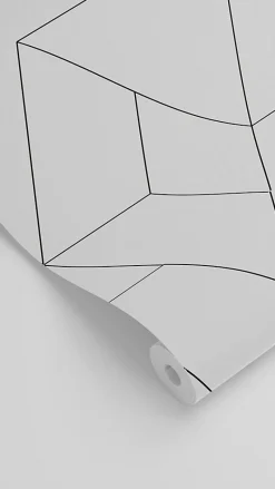 ESTAhome papier peint lignes graphiques noir et blanc - 50 x 900 cm - 139951