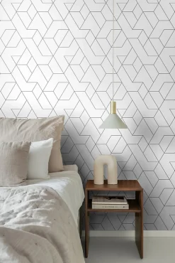 ESTAhome papier peint lignes graphiques noir et blanc - 50 x 900 cm - 139951
