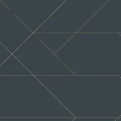 ESTAhome papier peint lignes graphiques bleu foncé et or - 53 cm x 10.05 m - 139213