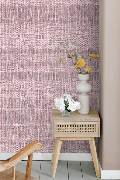 ESTAhome papier peint lin bordeaux - 53 cm x 10.05 m - 148663