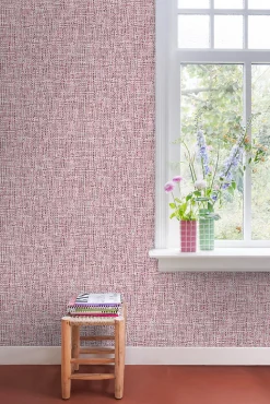 ESTAhome papier peint lin bordeaux - 53 cm x 10.05 m - 148663