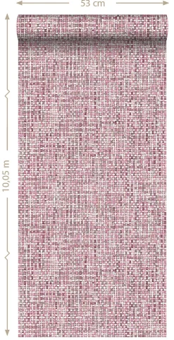 ESTAhome papier peint lin bordeaux - 53 cm x 10.05 m - 148663