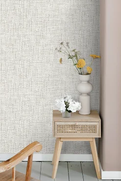 ESTAhome papier peint lin gris chaud clair - 53 cm x 10.05 m - 148660
