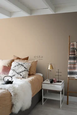 ESTAhome papier peint lin beige chaud - 53 cm x 10.05 m - 139472