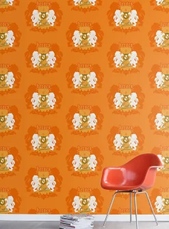 ESTAhome papier peint lions orange et blanc - 53 cm x 10.05 m - 115870
