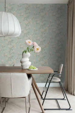 ESTAhome papier peint magnolia vert céladon - 53 cm x 10.05 m - 139405
