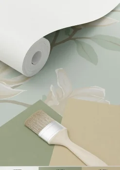 ESTAhome papier peint magnolia vert céladon - 53 cm x 10.05 m - 139405