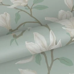 ESTAhome papier peint magnolia vert céladon - 53 cm x 10.05 m - 139405