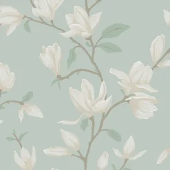 ESTAhome papier peint magnolia vert céladon - 53 cm x 10.05 m - 139405