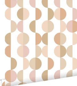 ESTAhome papier peint motif graphique terracotta, rose et beige - 50 x 900 cm - 139621