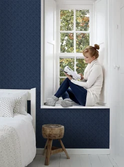 ESTAhome papier peint motif oriental bleu - 53 cm x 10.05 m - 148322