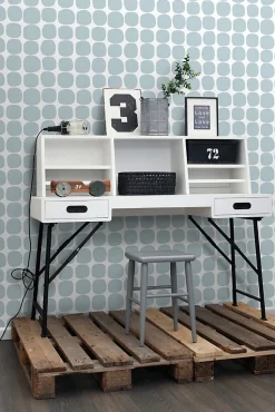 ESTAhome papier peint motif graphique bleu clair et blanc - 53 cm x 10.05 m - 139088