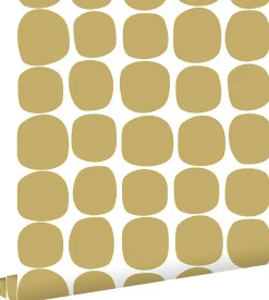 ESTAhome papier peint motif graphique jaune ocre et blanc - 53 cm x 10.05 m - 139089