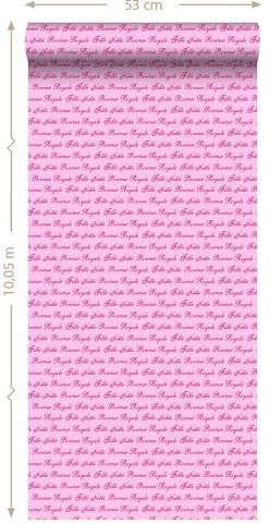 ESTAhome papier peint mots de princesses rose - 53 cm x 10.05 m - 114948