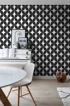 ESTAhome papier peint motif graphique noir et blanc - 53 cm x 10.05 m - 139101