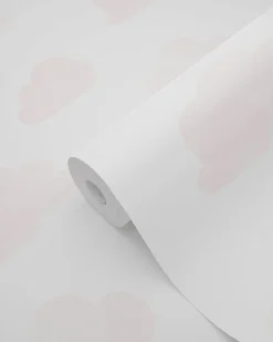 ESTAhome papier peint nuages tamponnés rose clair et blanc - 53 cm x 10.05 m - 138929