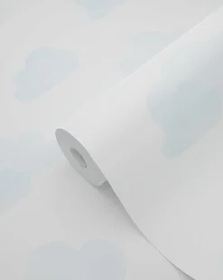 ESTAhome papier peint nuages tamponnés bleu clair et blanc - 53 cm x 10.05 m - 138930