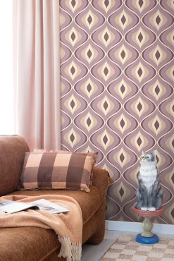 ESTAhome papier peint ornements au style rétro lilas violet - 50 x 900 cm - 130988