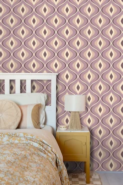 ESTAhome papier peint ornements au style rétro lilas violet - 50 x 900 cm - 130988