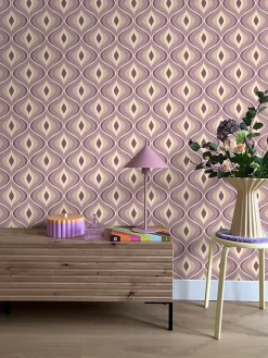 ESTAhome papier peint ornements au style rétro lilas violet - 50 x 900 cm - 130988
