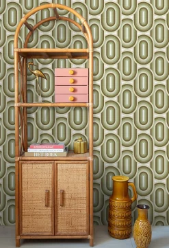 ESTAhome papier peint ornements au style rétro vert olive grisé - 50 x 900 cm - 130984