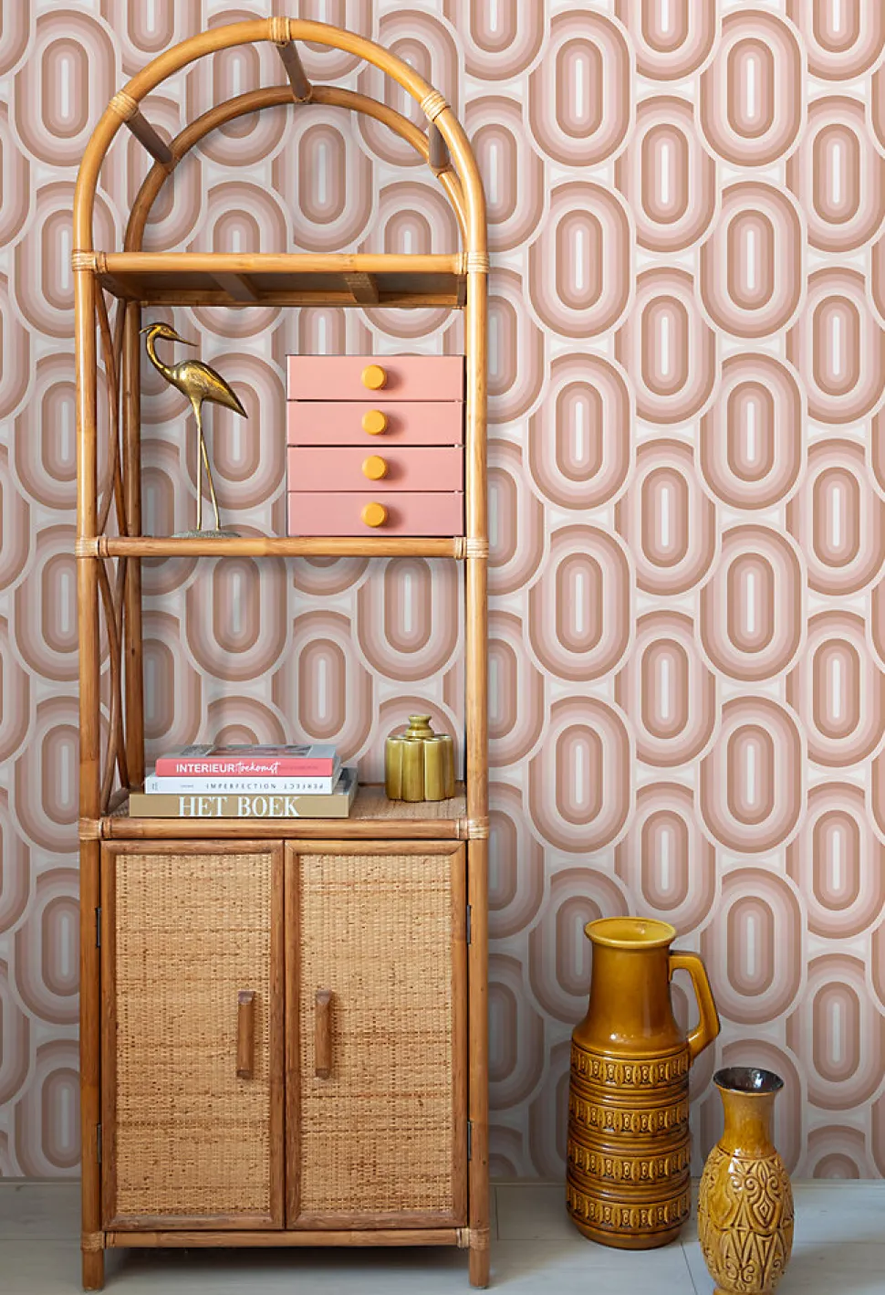 ESTAhome papier peint ornements au style rétro rose clair - 50 x 900 cm - 130982