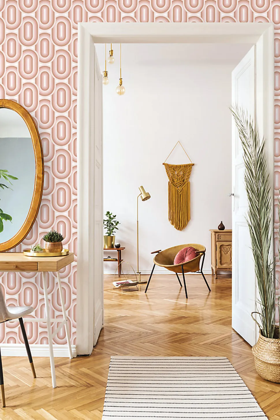 ESTAhome papier peint ornements au style rétro rose clair - 50 x 900 cm - 130982