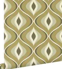 ESTAhome papier peint ornements au style rétro vert grisé - 50 x 900 cm - 130987