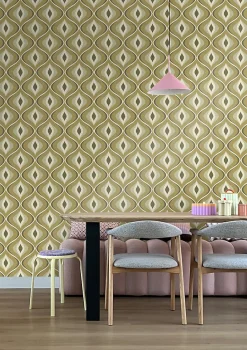 ESTAhome papier peint ornements au style rétro vert grisé - 50 x 900 cm - 130987